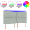 Cabecera LED Gris Claro Set de 3 180 cm Espuma Densa. Tela 3