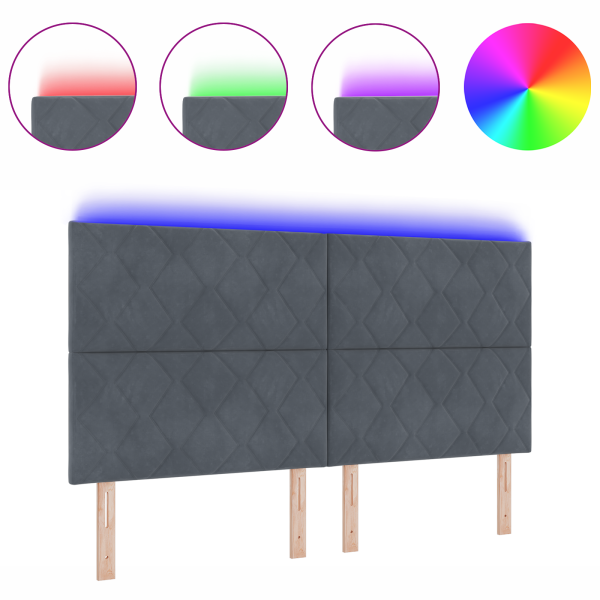 Cabeceira LED com Design de Blocos de Diamante. Cinza Escuro. 180 cm M 3