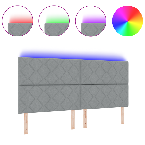 Cabecera LED  Diseño de Bloques de Diamante Gris Claro 200 cm Tela M 3