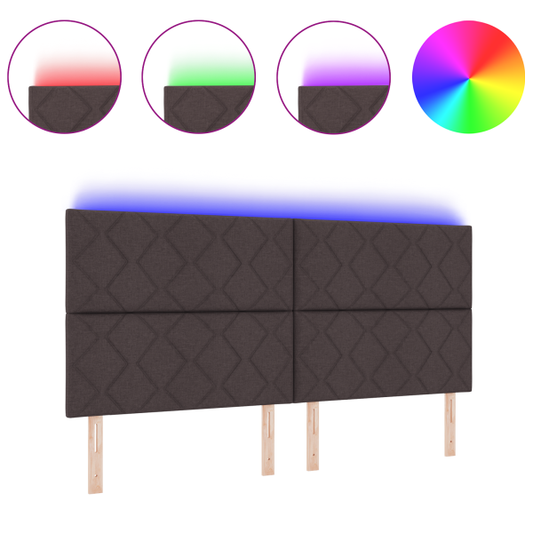 Cabecero LED  Diseño de Bloques de Diamante Marrón Oscuro 200 cm Tela M 3