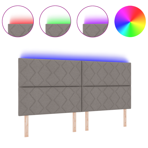 Cabeceira de LED  Design de Blocos de Diamante Taupe 200 cm Tecido M 3