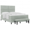Cama con Somier con Colchón & Banco Gris Claro 140x190 cm Terciopelo 3