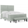Cama Box Spring com Colchão e Banco Cinza Claro 140x190 cm Veludo 4