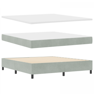 Cama Box com Colchão e Banco Cinza Claro 180x200 cm Veludo H