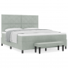 Cama Box com Colchão e Banco Cinza Claro 180x200 cm Veludo 4
