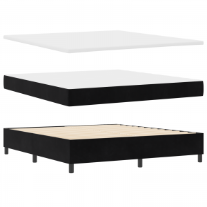 Cama Box com Colchão e Banco Preto 180x200 cm Veludo H