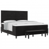 Cama con Base Spring con Colchón y Banco Negro 180x200 cm Terciopelo 3