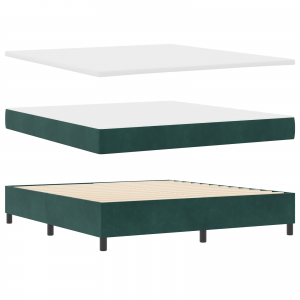 Cama Box com Colchão e Banco Verde Escuro 180x200 cm Veludo H