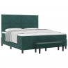 Cama con base . colchón y banco verde oscuro 180x200 cm de terciopelo 3
