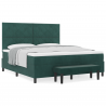 Cama con base . colchón y banco verde oscuro 180x200 cm de terciopelo 4