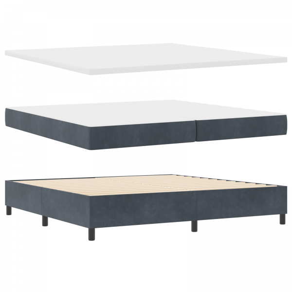 Cama Box Spring com Colchão & Banco Cinza Escuro 200x200 cm Veludo M 2
