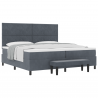 Cama Box Spring com Colchão & Banco Cinza Escuro 200x200 cm Veludo 3