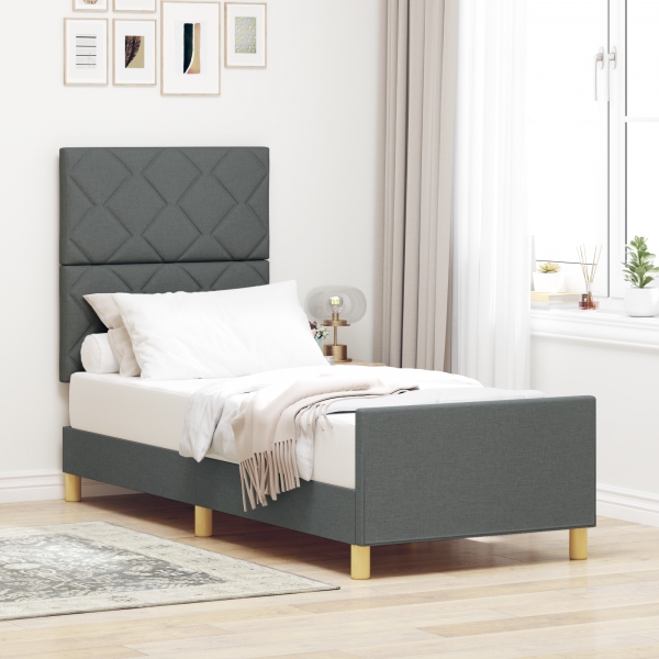 Estructura de cama tela gris oscuro 80x200 cm D