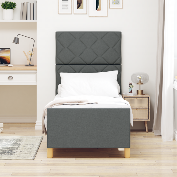 Estrutura de Cama  Cinza Escuro 80x200 cm Tecido M 5