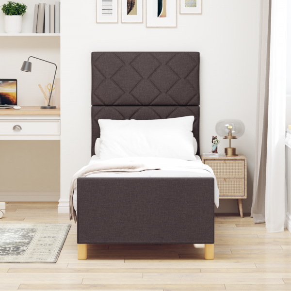 Estructura de cama tela marrón oscuro 80x200 cm M 5