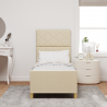 Estructura de cama tela crema 80x200 cm 5