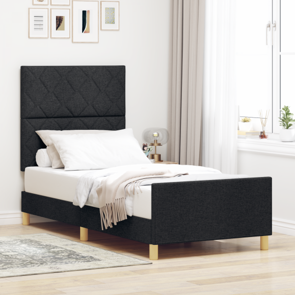 Estructura de cama tela negro 100x200 cm D