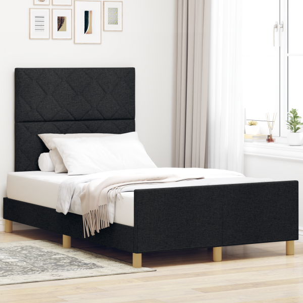 Estructura de cama tela negro 120x190 cm D
