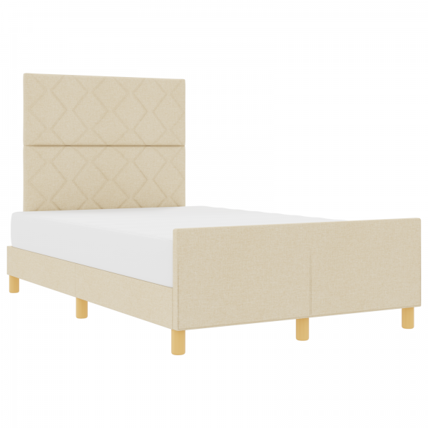 Estructura de cama tela crema 120x190 cm M 3