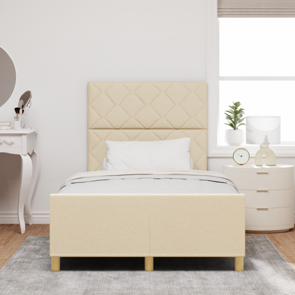 Estructura de cama tela crema 120x190 cm M 5