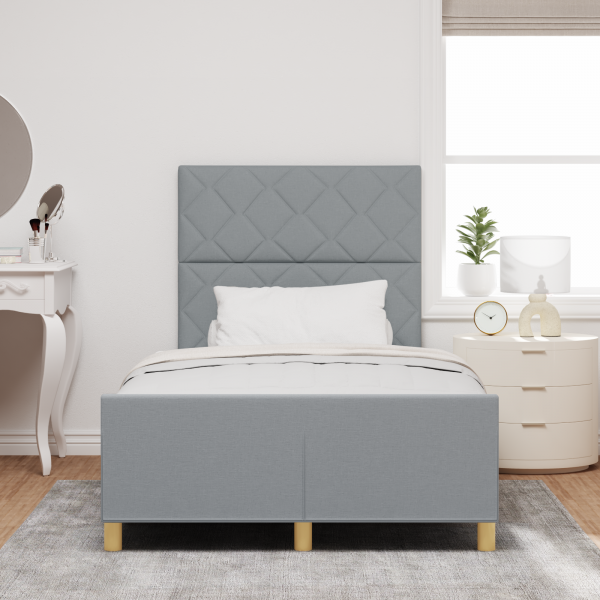 Estructura de cama tela gris claro 120x200 cm M 5