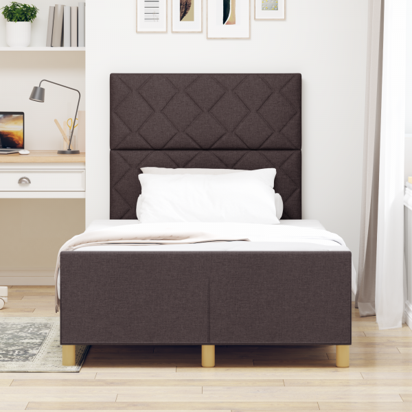 Estructura de cama tela marrón oscuro 120x200 cm M 5