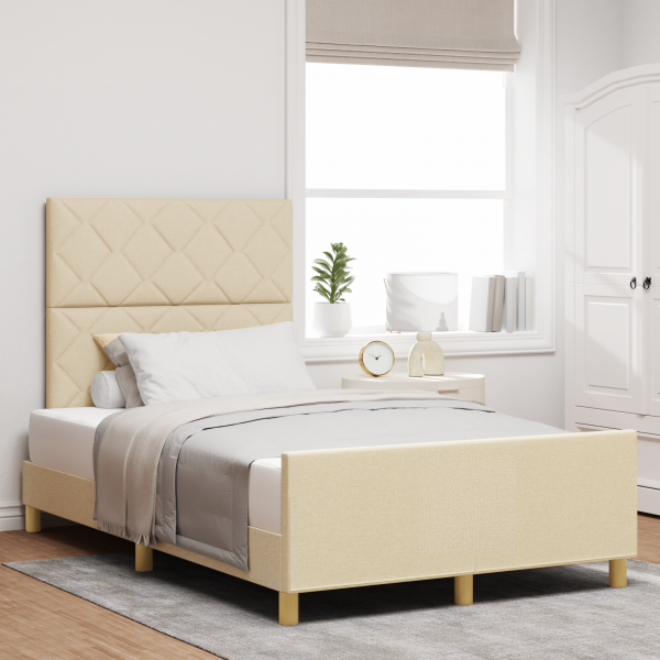 Estructura de cama tela crema 120x200 cm D