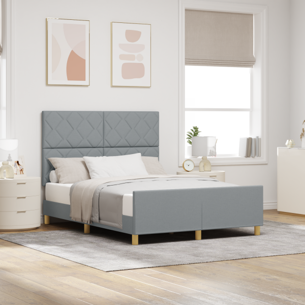 Estructura de cama tela gris claro 160x200 cm D