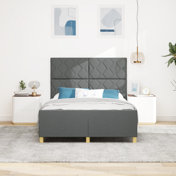 Estructura de cama tela gris oscuro 160x200 cm M 5