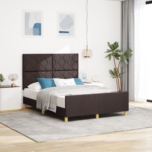 Estructura de cama tela marrón oscuro 160x200 cm D