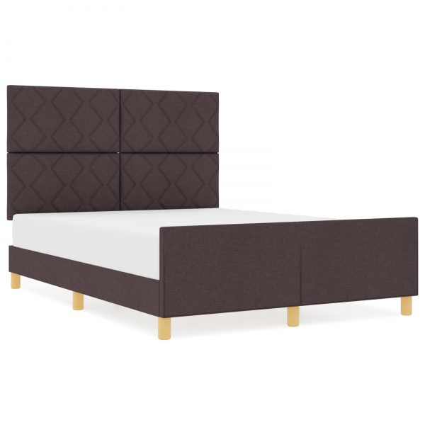 Estructura de cama tela marrón oscuro 160x200 cm M 4