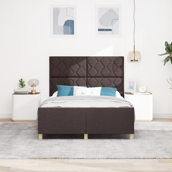 Estructura de cama tela marrón oscuro 160x200 cm M 5