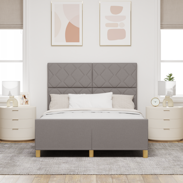 Cama  em Taupe. 160x200 cm. Tecido M 5