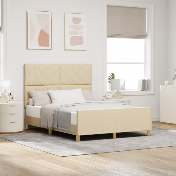 Estructura de cama tela crema 160x200 cm D