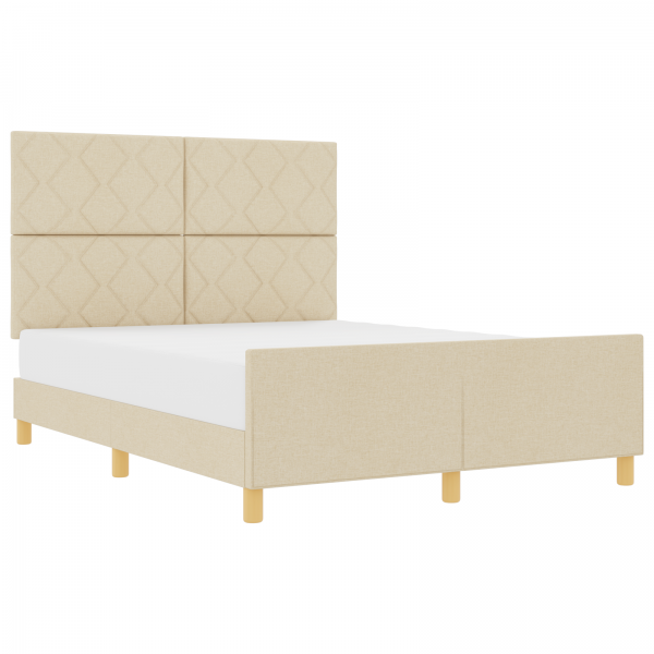 Estructura de cama tela crema 160x200 cm M 3