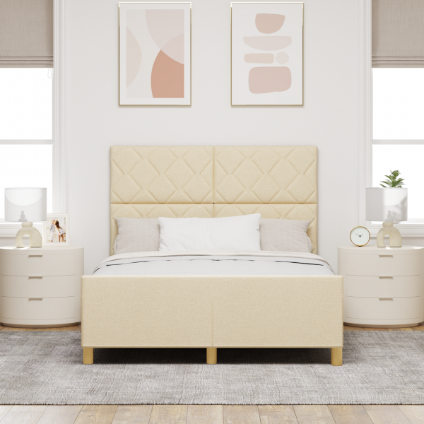 Estructura de cama tela crema 160x200 cm M 5