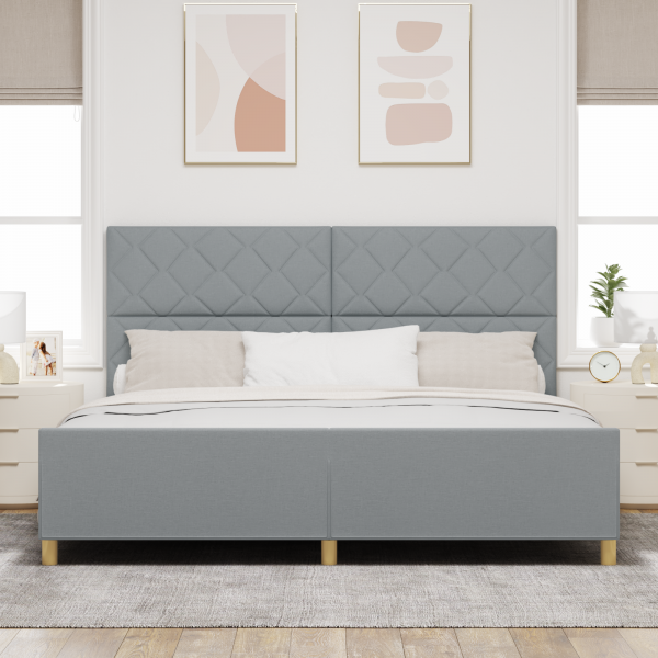 Estructura de cama tela gris claro 200x200 cm M 5
