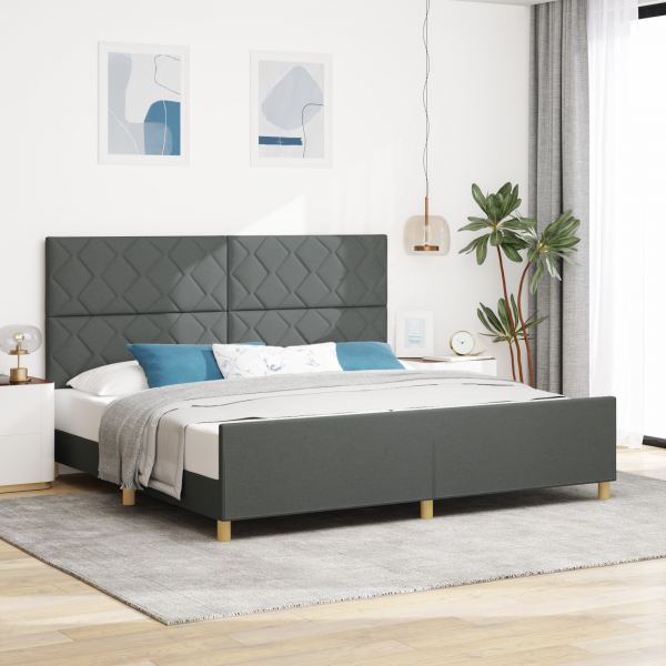 Estructura de cama tela gris oscuro 200x200 cm D