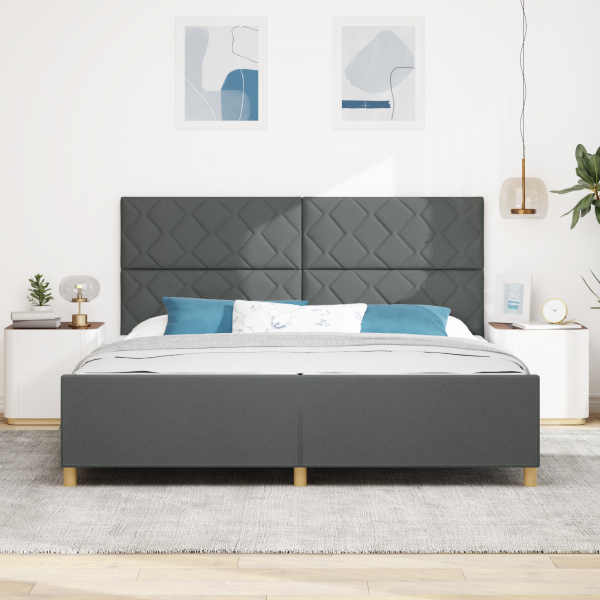 Cama  Cinza Escuro 200x200 cm Tecido M 5
