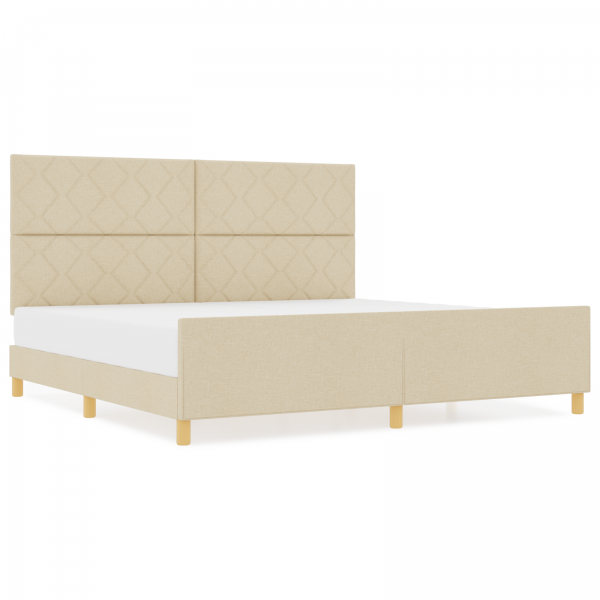 Estructura de cama tela crema 200x200 cm M 4