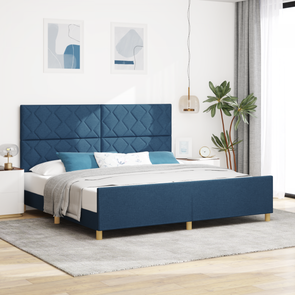 Estructura de cama tela azul 200x200 cm D