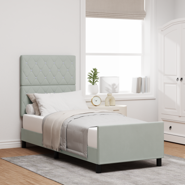 Estructura de cama terciopelo gris claro 80x200 cm D