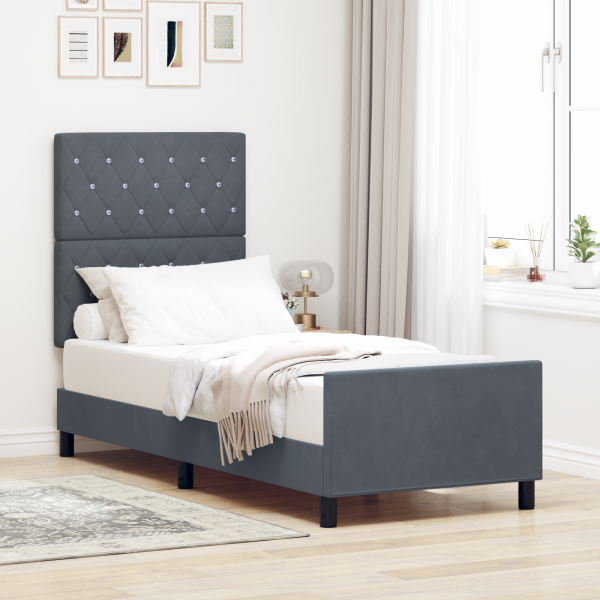Estructura de cama terciopelo gris oscuro 80x200 cm D