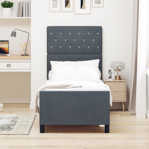 Cama  Cinza Escuro 80x200 cm Veludo M 4