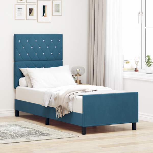 Estructura de cama terciopelo azul oscuro 80x200 cm D