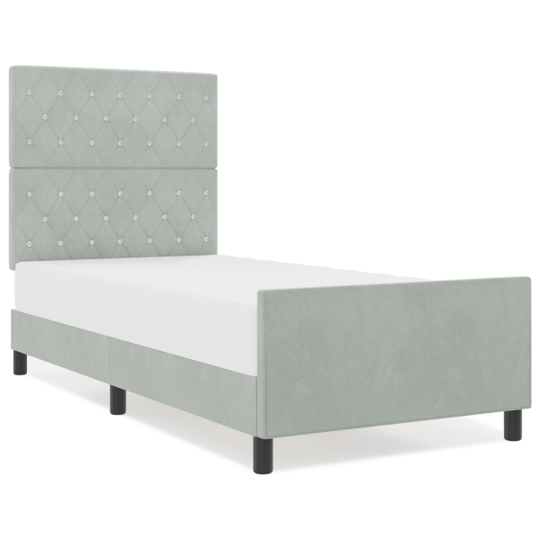 Cama  Cinza Claro 100x200 cm Veludo M 4