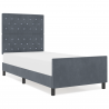 Cama  Cinza Escuro 100x200 cm Veludo 4