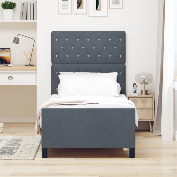 Cama  Cinza Escuro 100x200 cm Veludo M 5