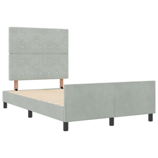Cama  Cinza Claro 120x200 cm Veludo M 5