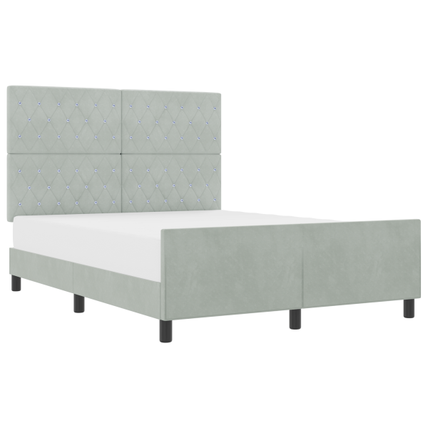 Cama  Cinza Claro 140x190 cm em Veludo M 3